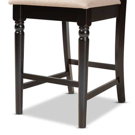 Baxton Studio Ramiro Modern Sand Fabric and Dark Brown Finished Wood 2-PC Counter Stool Set 176-11375-Zoro